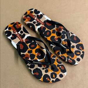 Ipanema Animal Print Sandals with Black Straps